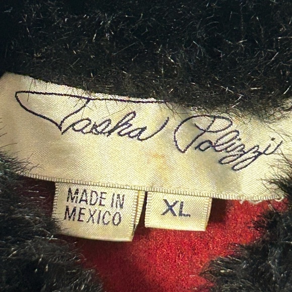 Tasha Polizzi Red Button Front Jacket Coat Faux Fur Mexico Vintage - Picture 2 of 7